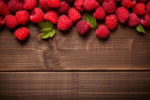 ai généré framboises en bois. produire ai photo