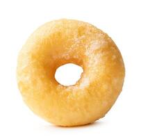 de face vue de Célibataire délicieux cannelle sucre mini Donut isolé sur blanc Contexte avec coupure chemin beignets avec sucre saupoudrer photo