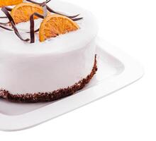 délicieux yaourt gâteau avec des oranges et crème photo