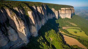 ai généré épique escarpements raide falaise visages sculpté par la nature photo