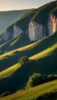 ai généré épique escarpements raide falaise visages sculpté par la nature photo