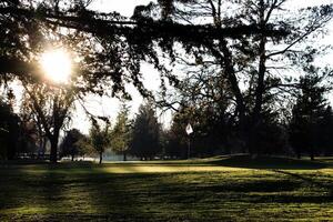 Carmichael, Californie, 2015 - drapeau et pôle sur le golf cours vert photo