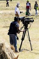 cusco, Pérou, 2015 - caméra homme tournage inti Raymi un événement Sud Amérique photo