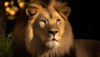 ai généré féroce puissant et composé Lion fermer photo