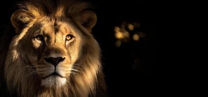 ai généré féroce puissant et composé Lion fermer photo