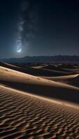 ai généré éclairé par la lune la magie lunaire lueur moulage ombres à travers désert sables photo