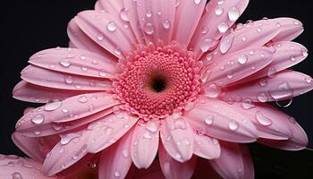 ai généré vibrant rose gerbera Marguerite reflète beauté dans la nature fraîcheur généré par ai photo