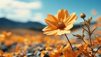 ai généré vibrant Jaune Marguerite fleurs dans prairie, entouré par la nature beauté généré par ai photo