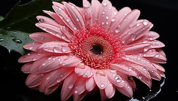 ai généré une vibrant rose gerbera Marguerite reflète l'amour dans la nature beauté généré par ai photo