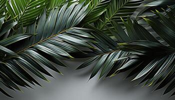 ai généré tropical paume arbre silhouette, la nature beauté dans vert fond d'écran généré par ai photo