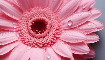 ai généré le vibrant rose gerbera Marguerite fleurs dans la nature romantique pluie généré par ai photo