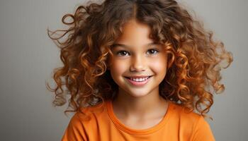 ai généré souriant enfant portrait, mignonne et joyeux, bonheur dans enfance généré par ai photo