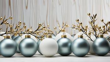ai généré Noël ornement collection décore le arbre avec vibrant élégance généré par ai photo