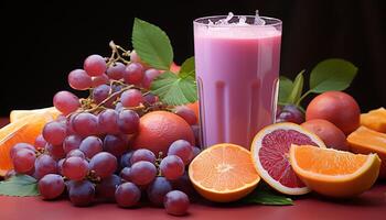 ai généré en bonne santé mode de vie Frais fruit repas, juteux boire, rafraîchissant été dessert généré par ai photo