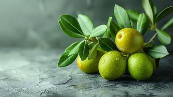 ai généré olive fruit branche photo