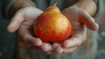 ai généré en portant Frais biologique poire fruit photo