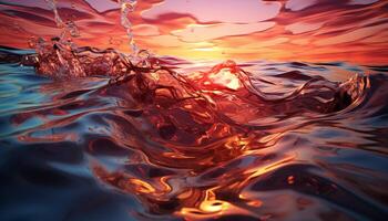 ai généré la nature vague reflète le beauté de été multi coloré le coucher du soleil généré par ai photo