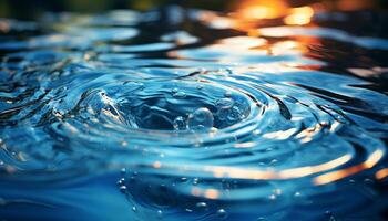 ai généré bleu l'eau vague reflète la nature beauté dans une tranquille scène généré par ai photo