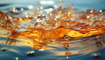 ai généré lisse bleu vague reflète vibrant couleurs dans tranquille l'eau surface généré par ai photo