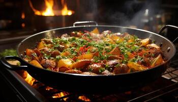 ai généré grillé Viande et légumes, une en bonne santé et Frais barbecue repas généré par ai photo