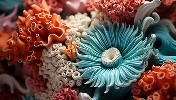 ai généré sous-marin récif, la nature poisson, multi coloré corail, mer la vie proche en haut généré par ai photo