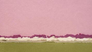 abstrait paysage dans rose et vert pastel tons - une collection de Fait main chiffon papiers photo