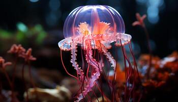 ai généré le beauté de sous-marin la nature embrasé, multi coloré poisson nager généré par ai photo