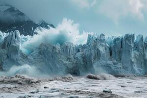 ai généré glacier effondrer Contexte photo