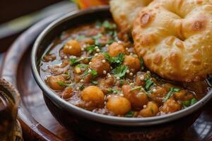 ai généré Nord Indien délices, faites-vous plaisir dans le irrésistible cholé bhature. génératif ai photo