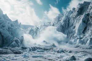 ai généré glacier effondrer Contexte photo