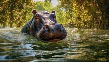 ai généré une grand Lion dans le sauvage, à la recherche à le caméra généré par ai photo