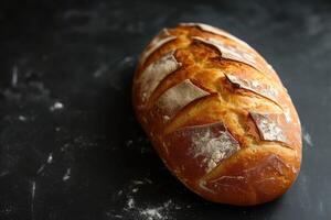 ai généré une pain de pain sur noir Contexte. génératif ai photo