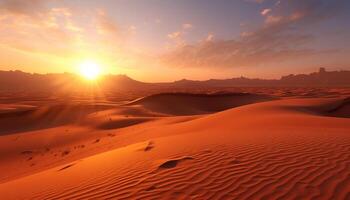 ai généré le coucher du soleil plus de le majestueux africain paysage, une tranquille beauté généré par ai photo