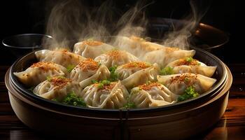ai généré chinois culture vapeurs gourmet faible somme, une en bonne santé, délicieux repas généré par ai photo