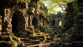 ai généré ancien ruines révéler histoire, spiritualité, et mystérieux abandonné des cultures généré par ai photo