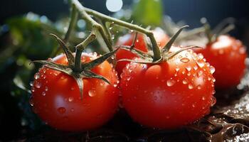 ai généré Frais tomate, la nature en bonne santé gourmet, mûr et biologique généré par ai photo