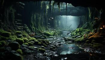 ai généré sous-marin aventure sombre, mystérieux la grotte révèle la nature caché beauté généré par ai photo