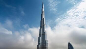 ai généré Dubai moderne horizon reflète succès, croissance, et futuriste architecture généré par ai photo