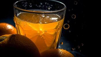 ai généré rafraîchissant agrumes cocktail dans une verre avec la glace et citron généré par ai photo