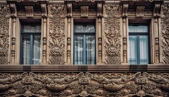 ai généré élégant balcon décor vitrines vieux façonné français culture dans paysage urbain généré par ai photo