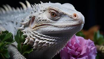 ai généré une mignonne iguane, une petit dragon, à la recherche à le caméra généré par ai photo