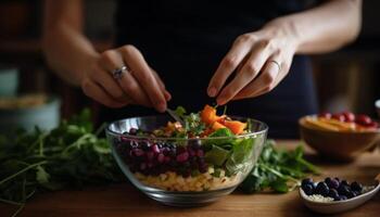 ai généré une Frais végétarien salade, une en bonne santé repas pour un la personne généré par ai photo