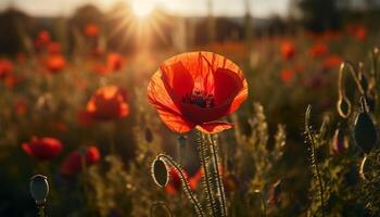 ai généré vibrant fleurs sauvages Floraison dans prairie, La peinture la nature coloré chef-d'oeuvre généré par ai photo