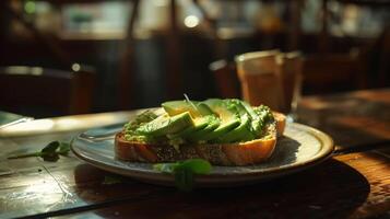 ai généré coloré salade plaqué sur rustique table illuminé par doux Naturel lumière photo