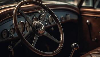 ai généré ancien voiture conduite sur une rural route, élégant et nostalgique généré par ai photo