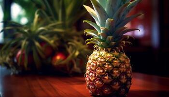 ai généré fraîcheur et douceur dans une tropical ananas tranche généré par ai photo