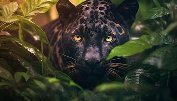 ai généré magnifique Bengale tigre dans le luxuriant vert forêt généré par ai photo