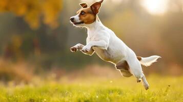 ai généré national chien saut joyeusement dans le air avec sans bornes énergie et excitation, ai généré photo