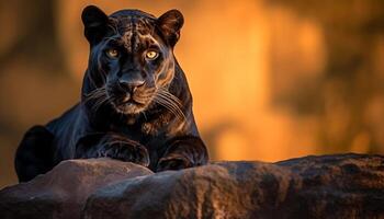 ai généré majestueux Lion en regardant, force dans la nature beauté généré par ai photo