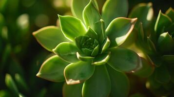 ai généré délicat succulent se prélasse dans doux Naturel lumière montrant de texturé feuilles photo